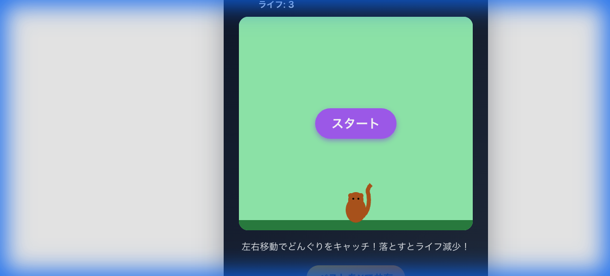 リスのナッツキャッチ